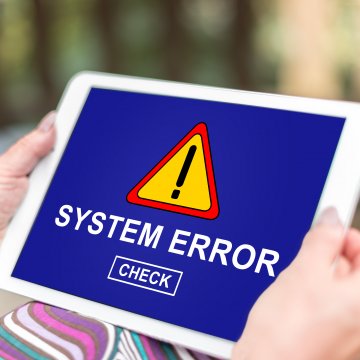 ccleaner features utility software system error displayed on tablet